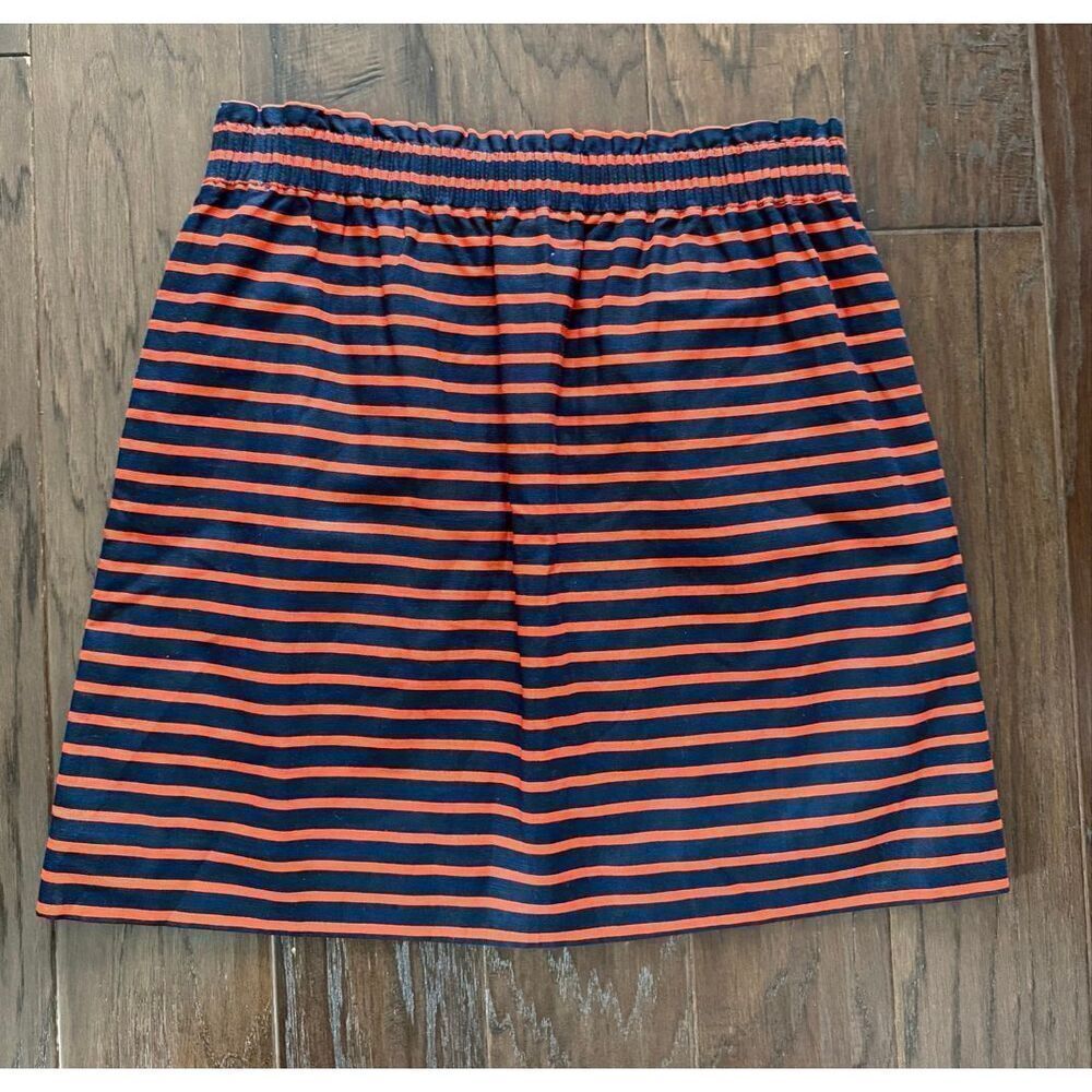 NEW J.Crew Linen Blue Red Striped Elastic Waist Skirt size 10